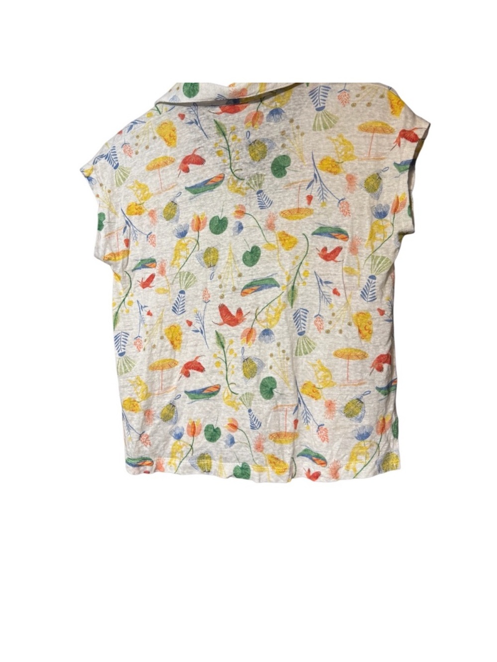 Joie 100% Linen Botanical Print Blouse Resort Coastal Top Size M - Picture 3 of 3